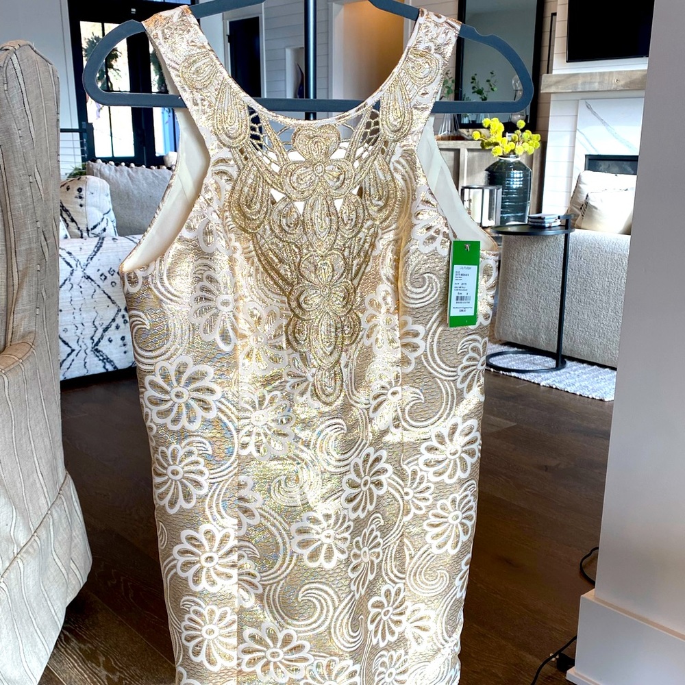 Lilly Pulitzer *NEW WITH TAGS* Gold and cream shift dress.